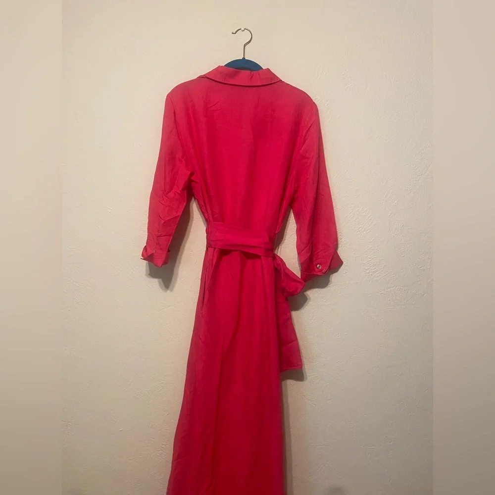 Boston proper pink linen 3/4 maxi dress - Picture 5 of 6